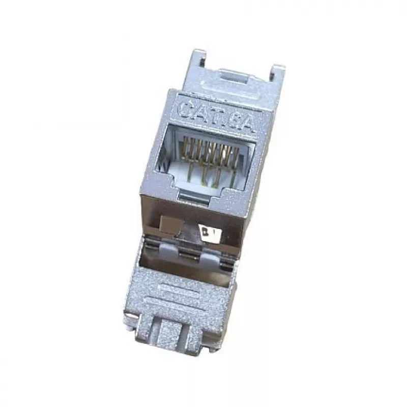 Geschirmter Cat.6A schlank Keystone Jack, EQUIP 767223, werkzeugfrei, RJ-45, flach, Silber, 8 Stück