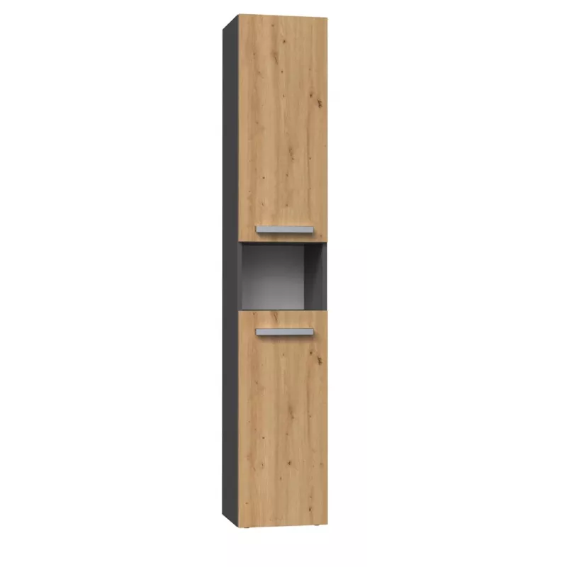 Topeshop NEL I ANT/ART Badezimmerschrank Graphit, Eiche
