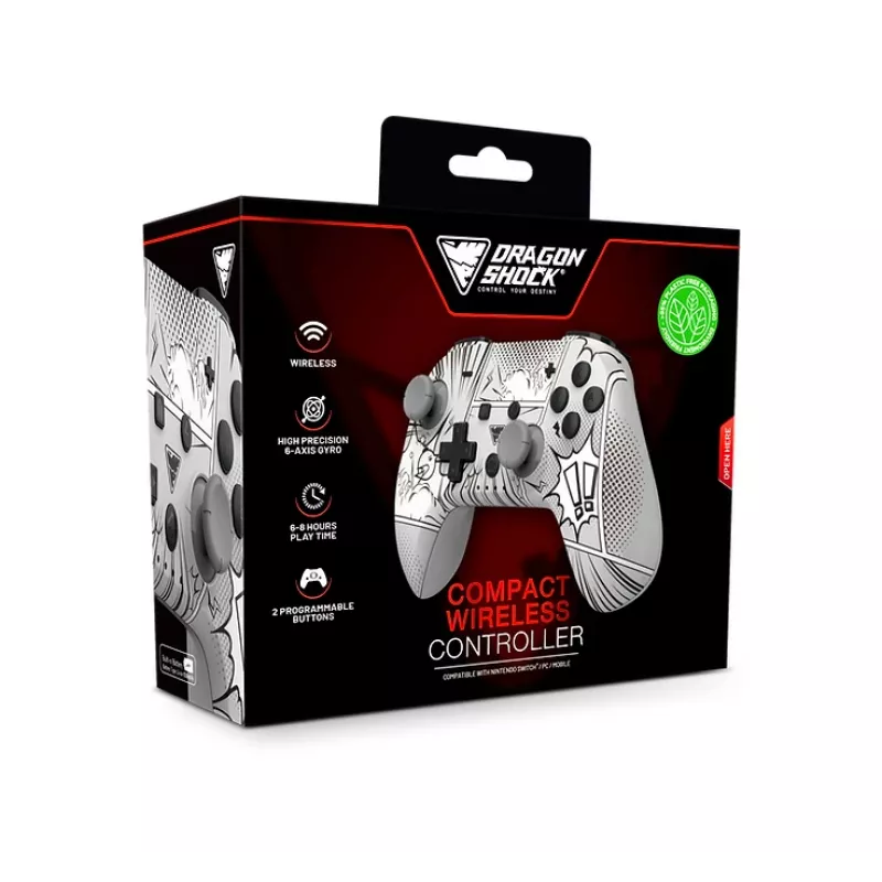 DragonShock PopTop Compact, Gamepad, Nintendo Switch, Schaltfläche Zurück, D-Pad, Home button, Reset-Taste, Kabellos, Bluetooth, USB Typ-C