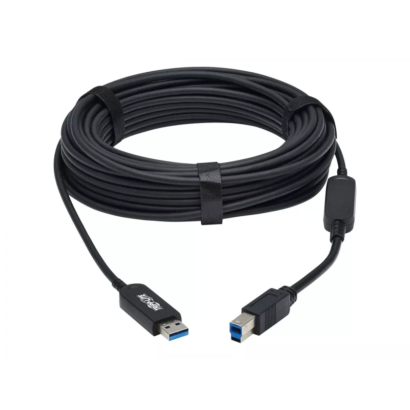 Eaton Tripp Lite Serie USB 3.2 Gen 1 Plenum-zertifiziertes Glasfaser-Aktivkabel (AOC) - A/B M/M, Schwarz, 20 m - USB-Kabel - USB Typ A (M) auf USB Typ B (M) - USB 3.2 Gen 1 - 20,0 m - P