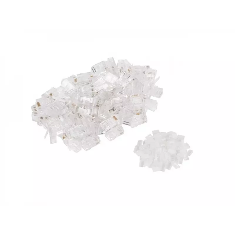 LANBERG RJ-45-Steckverbinder PLU-6000 für Cat6 U/UTP-Kabel, transparent/weiß, 100er-Pack