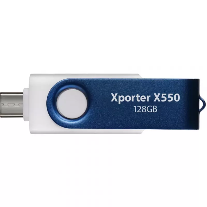 USB-Flash-Laufwerk PATRIOT Xporter X550 128 GB, Dual-Interface USB-A und USB-C 3.2 Gen 1, blau/weiß