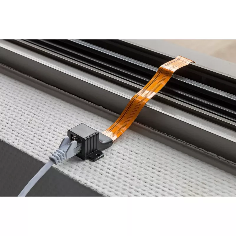 Fensterdurchführung Ultra-schlank, RJ45, Kabel schwarz/Kupfer, 30 cm
