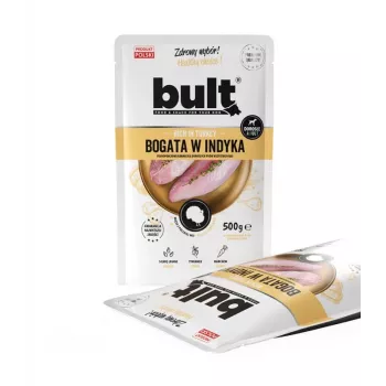 Nassfutter für Hunde BULT reich an Truthahn 500 g – komplettes Nassfutter in Dosen für ausgewachsene Hunde, 78 % Feuchtigkeit, 11 % Protein, 6,5 % Fett
