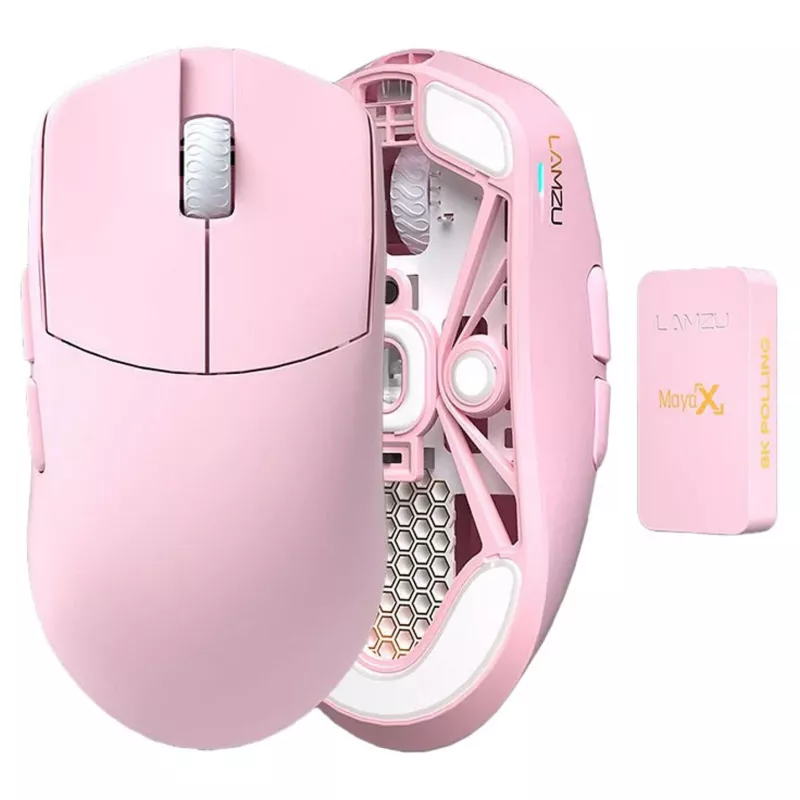 Maus Lamzu MAYA X 8K Wireless Gaming Maus Hellrosa USB