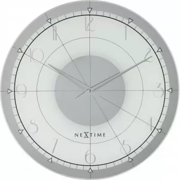 NeXtime Uhr 8125 Fancy Round, Ø43 cm, Wand, Weiß/Silber