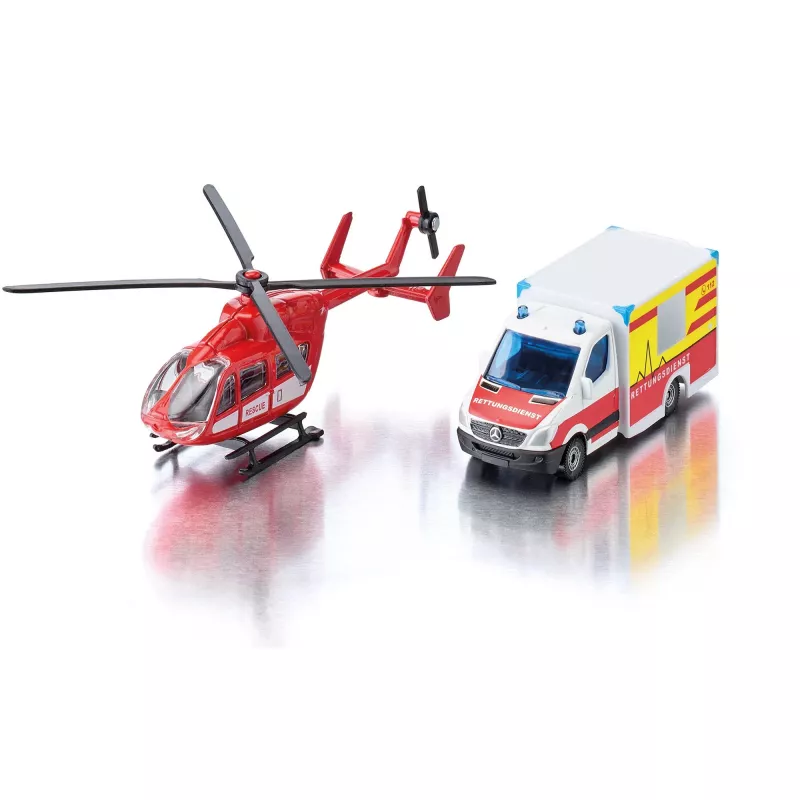Spielzeugset Usorteret Siku Mercedes-Benz Rettungswagen und Hubschrauber Modellset
