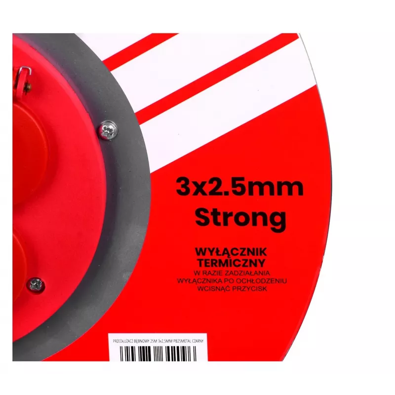 Verlängerungskabel VERTEX PB25METAL 3x2,5 mm Schwarz