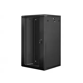 Lanberg wandmontierbarer Installationsschrank 19'' 22U 600x600mm schwarz (Glastür)
