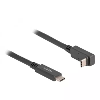 Delock - USB-Kabel - 24-Pin USB-C (M) auf 24-Pin USB-C (M) abgewinkelt - USB 3.2 Gen 2 - 3 A - 1,0 m - USB Power Delivery (60 W), unterstützt 4K 144 Hz (3840 x 2160), bis zu 10 Gbit/s