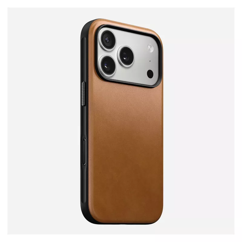 Handyhülle Nomad Modern Leather Case für iPhone 17 Pro, 16 cm (6,3 Zoll), tan, Leder & PC/TPU