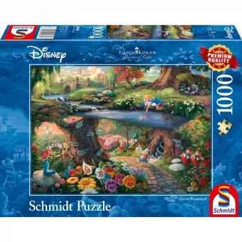Schmidt Spiele 59636 Thomas Kinkade Disney Alice im Wunderland Puzzle, 1000 Teile, Kontur, Cartoons