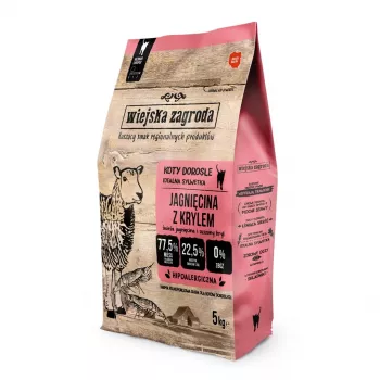 Trockenes Katzenfutter wiejskazagroda Rural Farm Lamm mit Krill, adult, getreidefrei, 5 kg, 44 % Protein, 15 % Fett