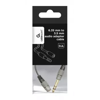 Audiokabel Gembird A-63M35F-0.2M 6,35 mm Stecker auf 3,5 mm Buchse Schwarz