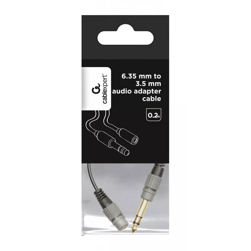 Audiokabel Gembird A-63M35F-0.2M 6,35 mm Stecker auf 3,5 mm Buchse Schwarz