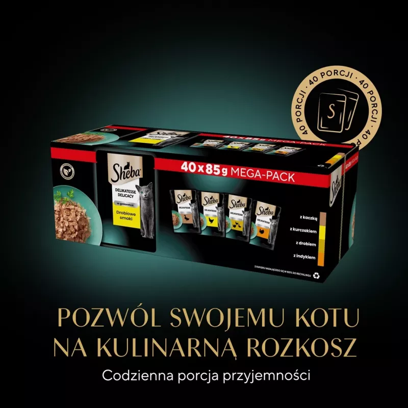 SHEBA Delicacy Geflügelgeschmack in Gelee - Nassfutter für Katzen - 40x85 g