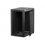 NETRACK 019-150-645-022 Wand-/Hängeschrank 19 Zoll 15HE/450 mm Glastür Schwarz abnehmbare Seitenwände