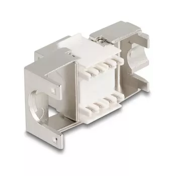 Keystone-Modul DELOCK 90723 – flacher RJ-45-Einsatz, silber/weiß, 16×28,5×22,6 mm