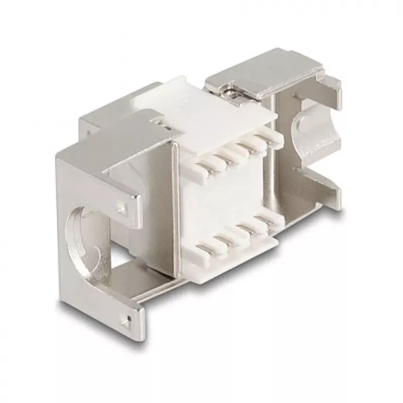 Keystone-Modul DELOCK 90723 – flacher RJ-45-Einsatz, silber/weiß, 16×28,5×22,6 mm