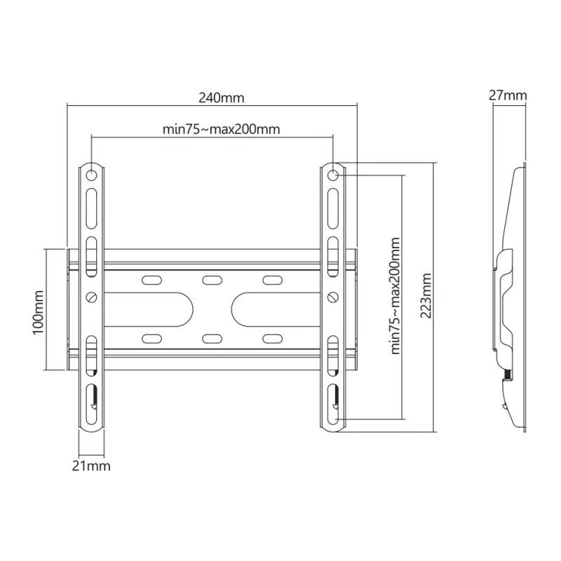 Montagehalterung SBOX PLB-2522F-2 für Lasten 23–43/45 kg, Platte 200×200 mm