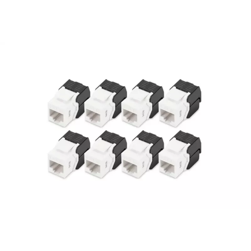 Digitus CAT 6 Keystone Jack ungeschirmt, 8 Stück, flach, schwarz/weiß, RJ-45