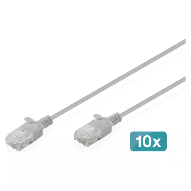 Patchkabel DIGITUS CAT 6 U-UTP schlank 1,5 m, grau, 10er-Pack