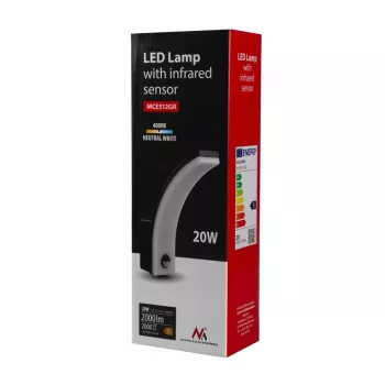 LED-Wandleuchte MACLEAN MCE512 GR mit Bewegungssensor, energieeffizientes LED-Leuchtmittel
