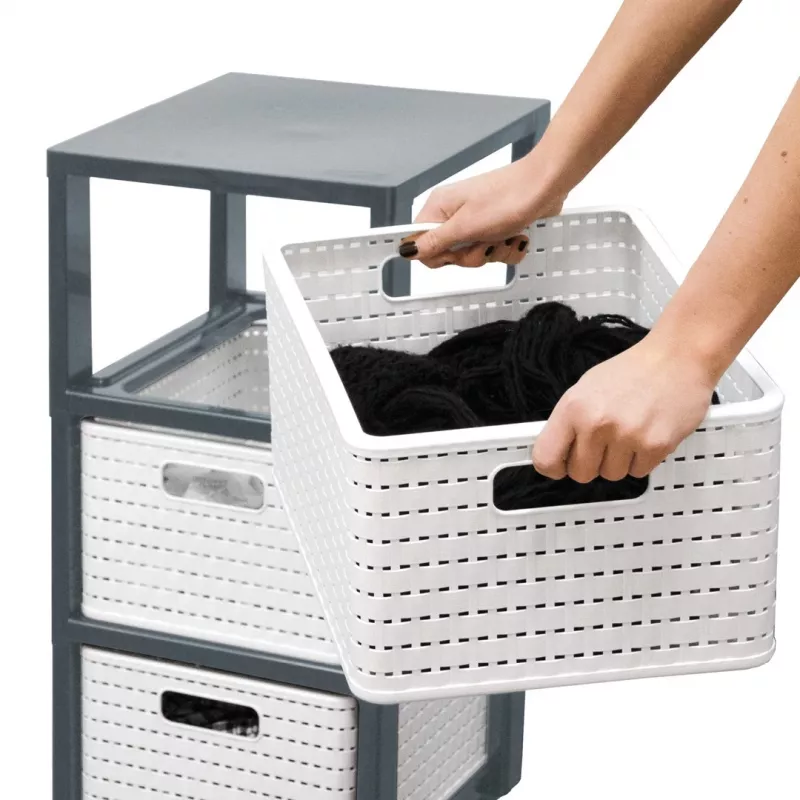 Aufbewahrungseinheit mit Schubladen Rotho Country 3 Schubladen Anthrazit Polypropylen 325×375×712 mm mit Rollen