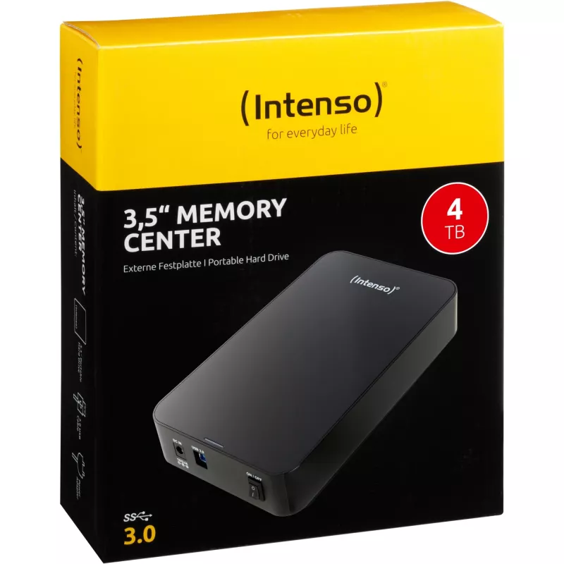 Intenso Memory Center 4TB USB 3.0 3,5 Zoll externe Festplatte, Schwarz (6031512)