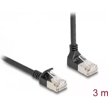 Netzwerkkabel DeLOCK RJ45 Cat.6A 3m Schwarz 90° nach unten abgewinkelt