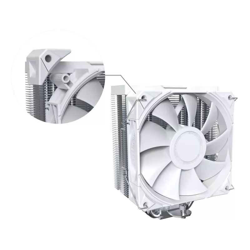 CPU-Luftkühler Montech NX400, 120-mm-Lüfter, Weiß, Maße 156×74×120 mm, TDP 270 W