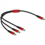 USB-Ladekabel DeLOCK 3-in-1 USB Type-C auf 3 x USB Type-C 30 cm schwarz/rot