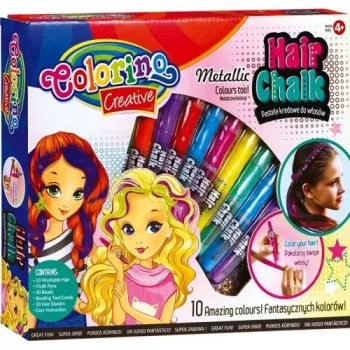Haarkreide-Set colorino 68635PTR – 10 Farben Mix, temporäre Haar-Malfarbstifte