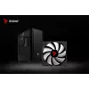 PC-Gehäuse SAVIO Noctis Flow — Cube Mini‑ITX/Micro‑ATX/ATX, 3x120mm vorne, 1x120mm hinten, 2x3,5 Zoll + 3x2,5 Zoll Einschübe, gehärtetes Glas