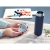 Reisebecher Leifheit 03275 600 ml Edelstahl, doppelwandig, auslaufsicher, Klappdeckel, Griff, schwarz/blau