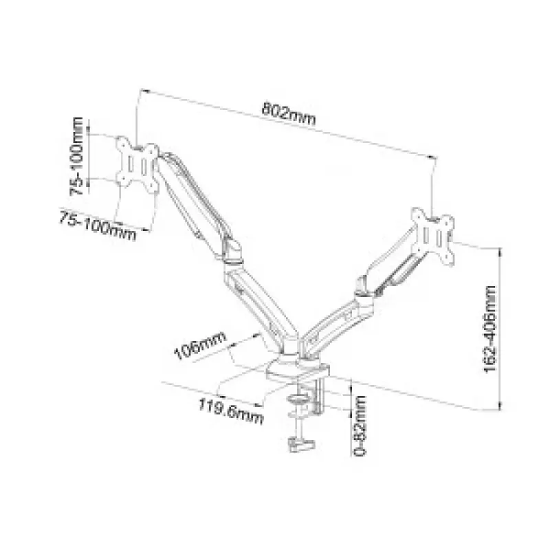Tischhalterung mit Gasfeder für 2 LEDs / LCDs 13-27 Zoll L-13GD