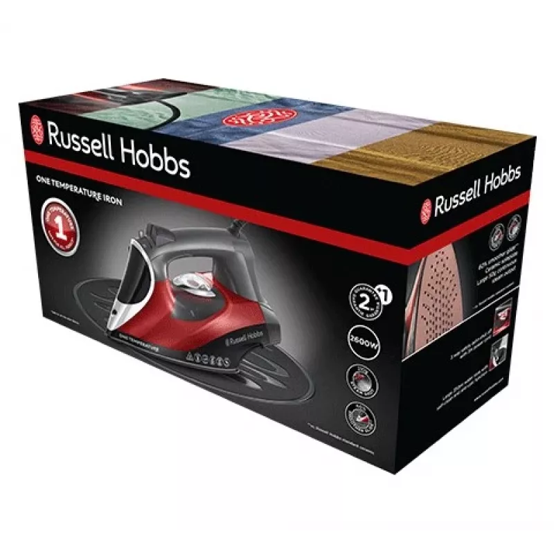 Russell Hobbs 25090-56 Bügeleisen Trocken- & Dampfbügeleisen Keramiksohle 2600 W Schwarz, Grau, Rot