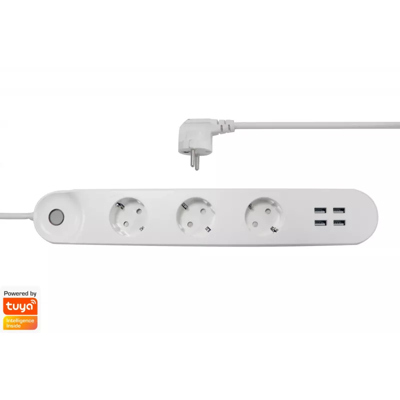 Intelligente Steckdosenleiste Denver SHP-300U 3 AC-Steckdosen Typ E 4 Weiß