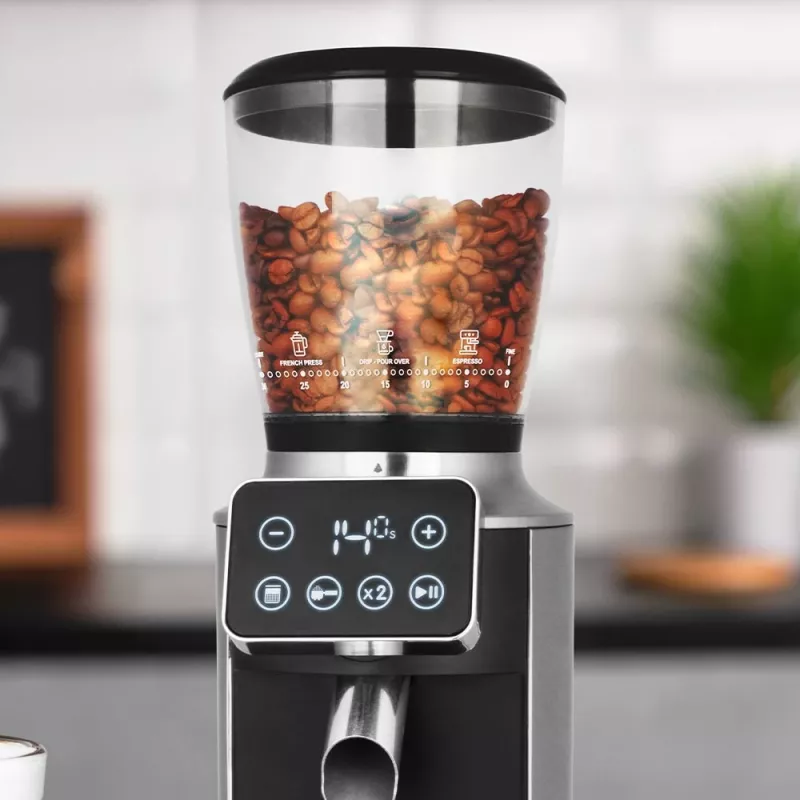 Kaffeemühle mit Kegelmahlwerk GASTROBACK Design Pro Touch 30 — Kegelmahlwerk, 300 g Bohnenbehälter, 150 W, schwarz/transparent