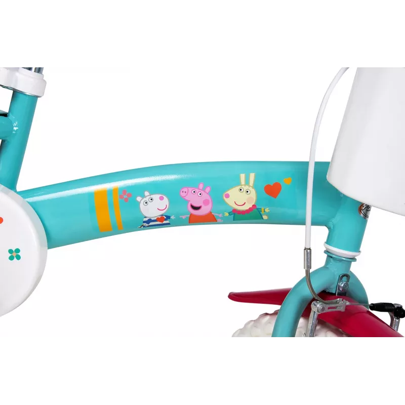 Kinderfahrrad Toimsa TOI1198 12 Zoll Peppa Pig Design, 12-Zoll-Schaumstoffräder, Vorderbremse, Stützräder, Korb