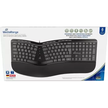 MediaRange ergon. Multimedia-Tastatur 124 Ta. Scr-Rad schwarz (MROS120)