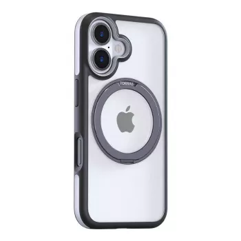 Schutzhülle Torras Ostand R Fusion für iPhone 16 Plus – Schwarz, schlanker Hartschalen-Schutz