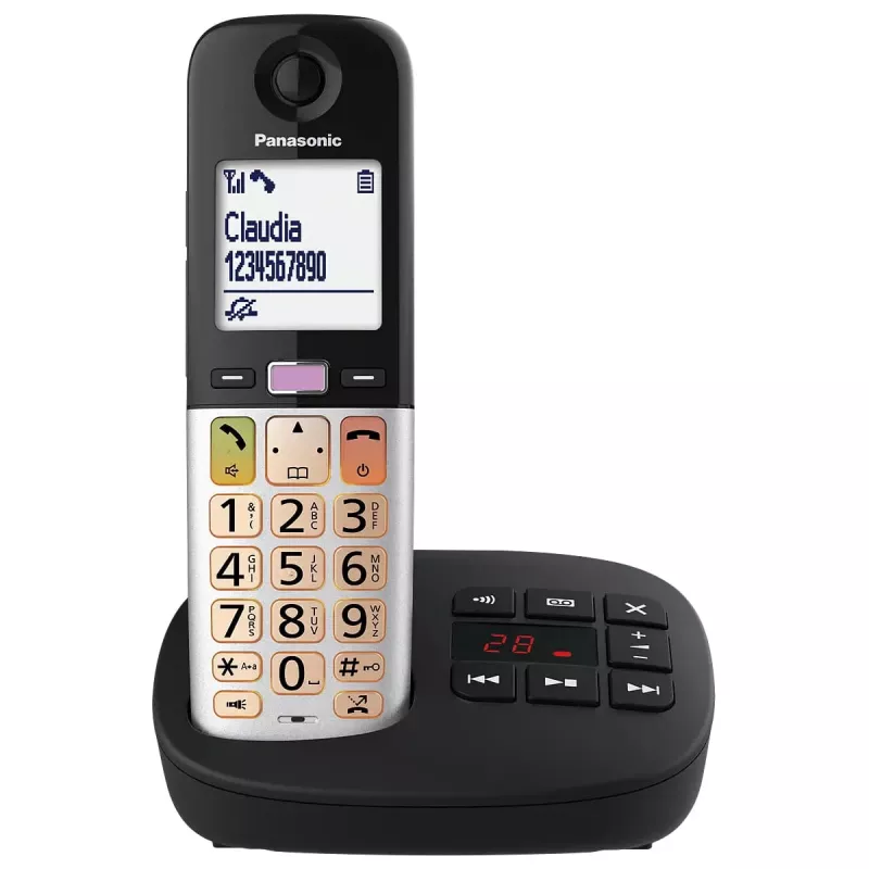 DECT-Telefon Panasonic KX-TGU430 schnurloses Handgerät, Freisprechfunktion, Anruferkennung, 2,4-Zoll-Display, 1000-Einträge-Telefonbuch, grau/schwarz