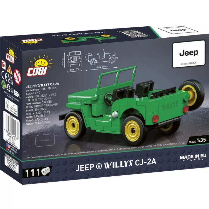 Cobi Konstruktionsspielzeug Jeep Willys CJ-2A Grün Modell 24517 – Bausteinset