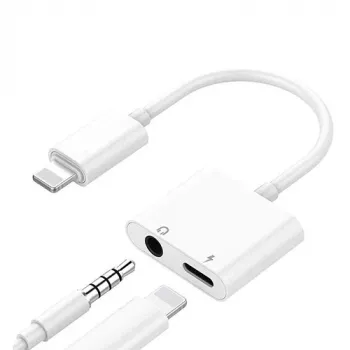 Dual-Adapter für iPhone Lightning - 3,5-mm-Kopfhörer und Ladegerät