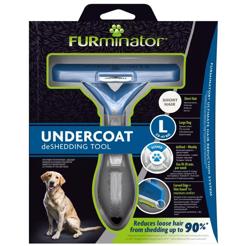 Entfilzungswerkzeug FURminator L für kurzhaarige Hunde von FURminator — Maxi (26–44 kg), Schwarz, 420 g