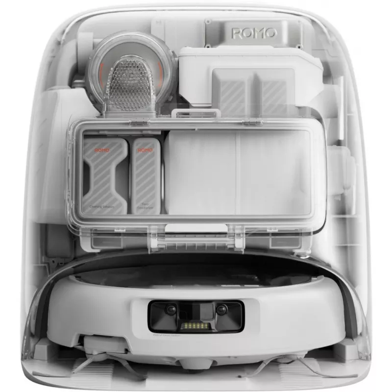 Staubsaugerroboter mit Wischfunktion DJI ROMO P (Wassertank-Version) — Grau/Weiß, 0,26 l Staub, 4 l Frischwasser / 3,2 l Schmutzwasser, 5000 mAh Batterie