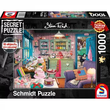 Schmidt Spiele 59653 Steve Read: Secret Puzzles - Großmutters Stube Puzzle, 1000 Teile, ab 12 Jahren