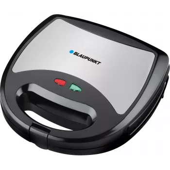 Blaupunkt SMS611 Sandwichmaker mit Antihaftbeschichtung, Grillfunktion, Toastfunktion, Kühlgriff-Gehäuse Schwarz, Silber (SMS611)