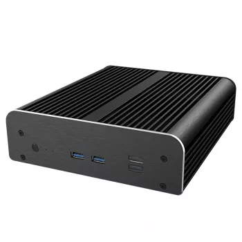 Computergehäuse Akasa Newton RC kompaktes lüfterloses Gehäuse für ASUS NUC 14 Pro, Mini ITX, Schwarz